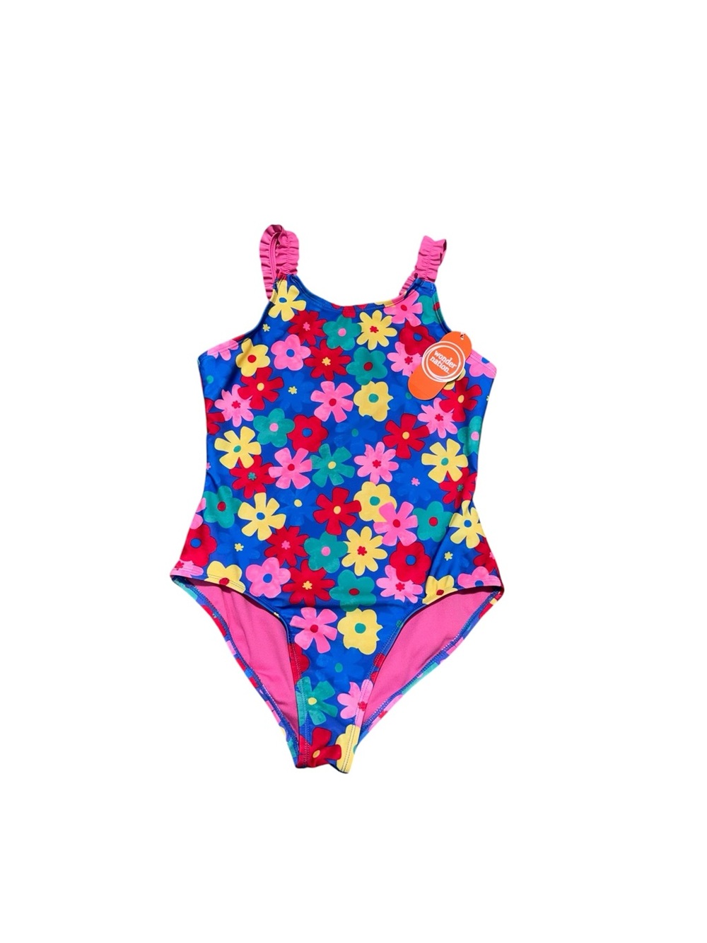 Girls Wonder Nation Floral One-Piece Swimsuit UPF 50+ Size L (10-12) Summer
